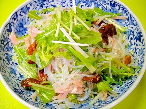 春雨とハム水菜キューちゃんのごま酢和え